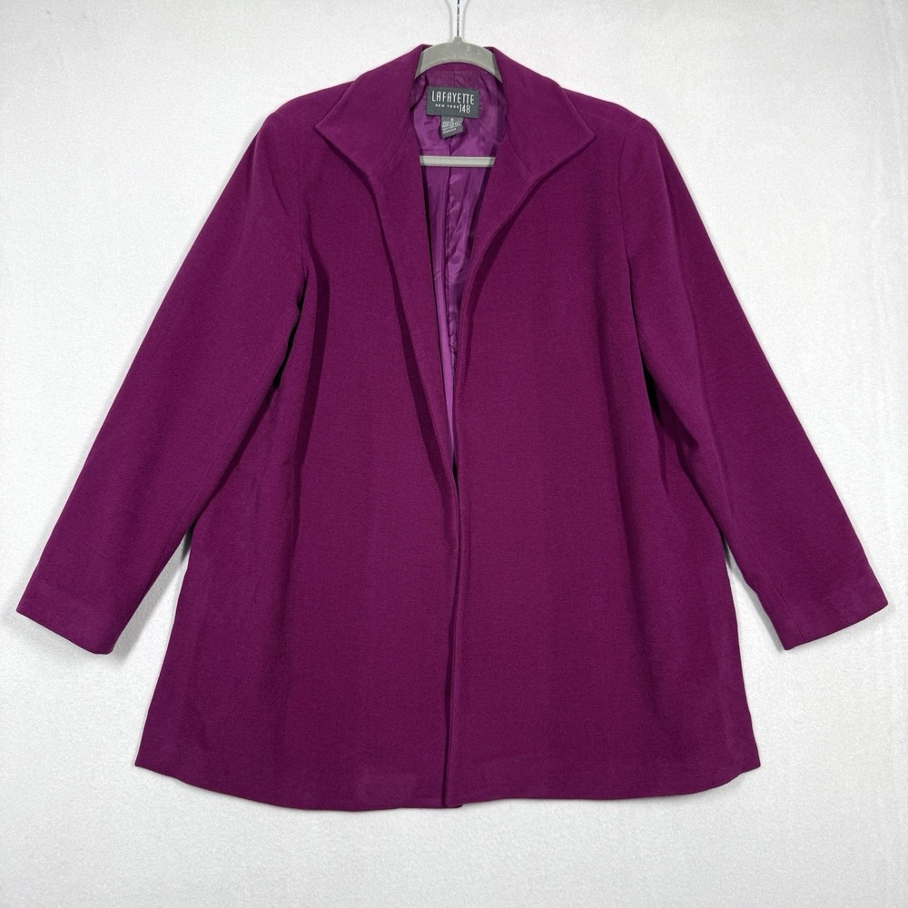 Lafayette 148 Blazer Womens 8‎ Angora Orylag Cashgora Open Front Jacket Purple